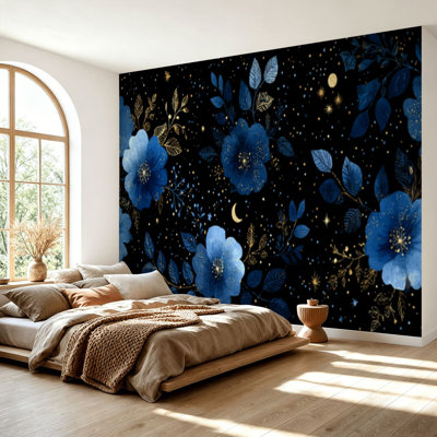 Papier peint adhésif auto-adhésif moderne pour la chambre à coucher, avec aquarelle botanique mystique, L 69 po x l 96 po