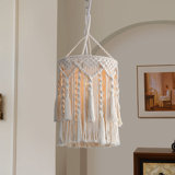 Handmade Boho Macrame Lamp Shade – Bohemian Plug-in Pendant Light with Cord