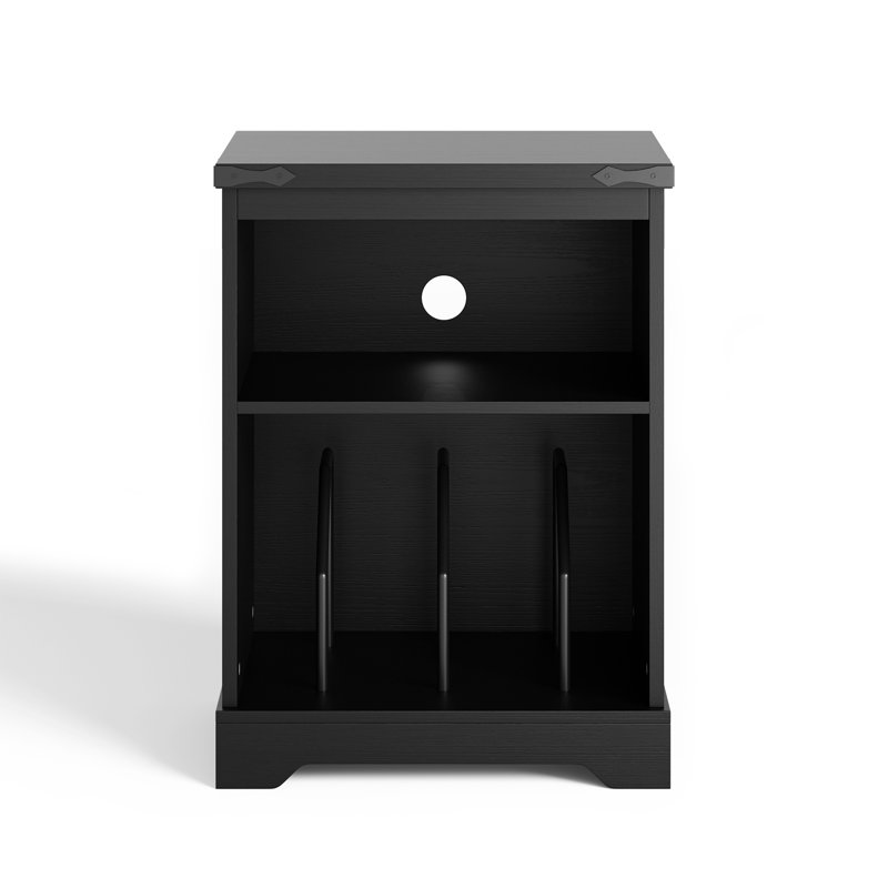 Support pour tourne-disque 29,8 "de style maison de campagne, armoire de rangement pour disques vinyle avec séparateurs en métal
