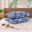 Taies d'oreiller bleues à fleurs, lot de 2 (taille Queen), motif floral bleu marine à rayures et feuilles, douces et respirantes, 100 % coton, fermeture portefeuille, style shabby chic.-135450390