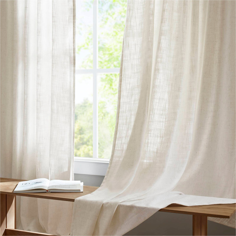 2 pièces de rideau en lin et polyester de 40 x 84 po 300 g / m² avec 7 plis de plis par pièce