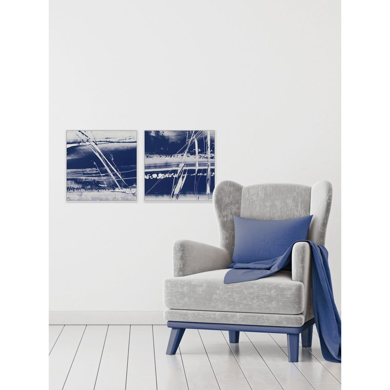 Blue Memories by Marmont Hill - 2 Piece Floater Frame Set on Canvas, 12" H x 12" W x 1.5" L