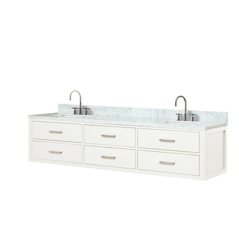 Meuble-lavabo blanc l 80 po x P 22 po avec comptoir en marbre et robinet inclus