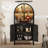  Rounded Wine Bar Cabinet With Led Lights, 65" Tall Storage Cabinet With Glass Doors & Shelves, Modern Liquor Coffee Bar Cabinet With Human Body Sensor For Kitchen, Living Room, Black