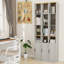 72 po de hauteur, armoire de rangement mince de 72 po, armoire de salle de bain autoportante étroite à 6 niveaux avec 1 porte et 2 tablettes réglables, étagères de rangement pour bibliothèque, armoire de rangement pour CD, DVD, blanc antique