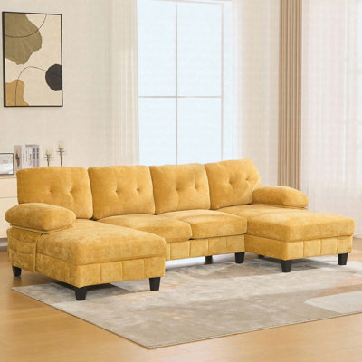 Canapé modulaire en U en chenille de 103,5 po avec méridienne double en U
