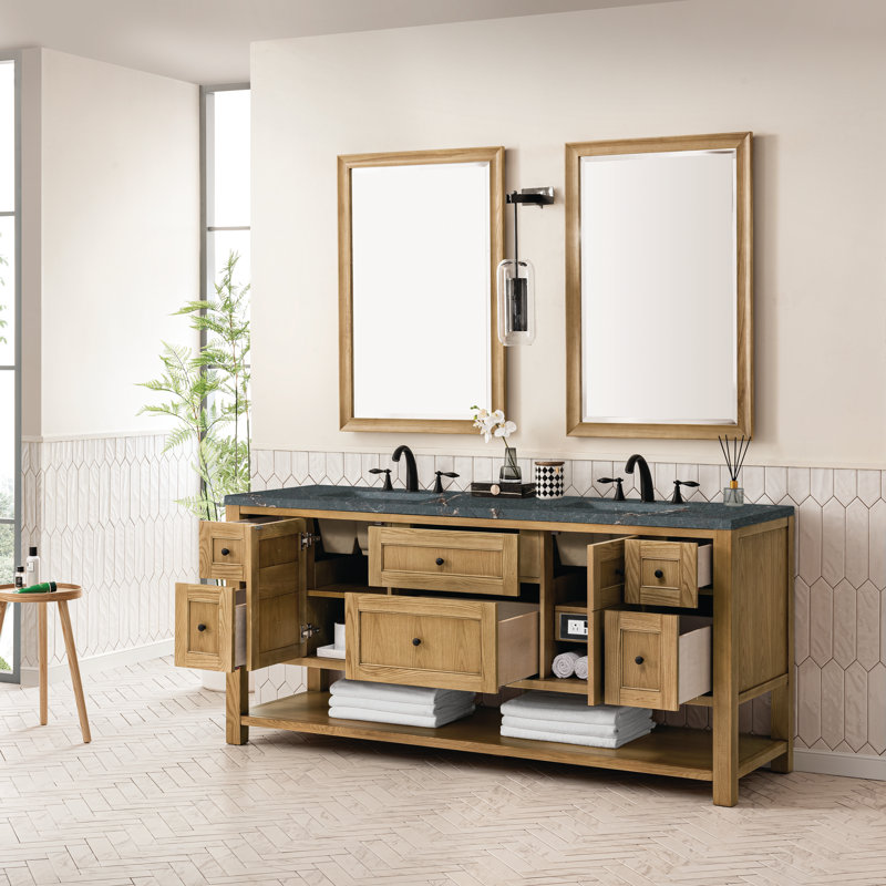 Breckenridge 72 in. Double Vanity, Light Natural Oak, Parisien Bleu