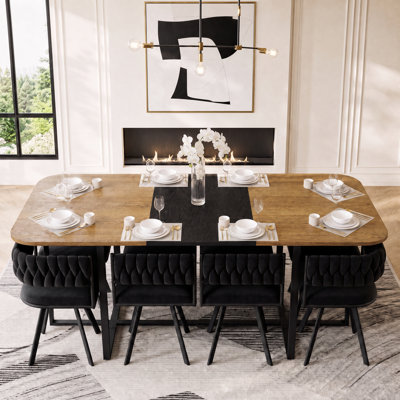 9-Piece Rectangle Dining Table Set with Tuck-Under Chairs for Family Gatherings or Dining