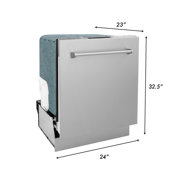 ZLINE 24 in. Fingerprint Resistant Control Dishwasher with Stainless Steel Tub and Style Handle, 52dBa