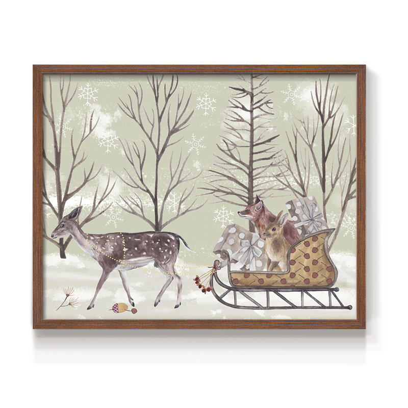 Christmas Time II - Reproduction encadrée - Restickable, H 22 po x l 28 po, Noyer