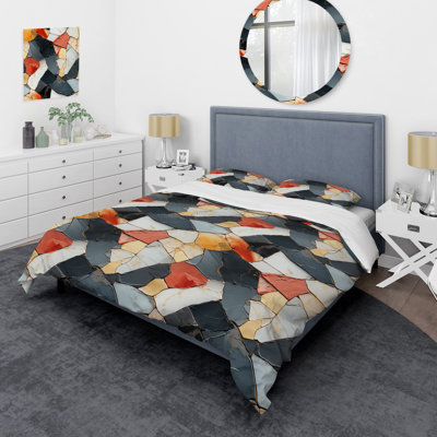 Multicolor Marble Mosaic Harmony Pattern I Marble Duvet Cover