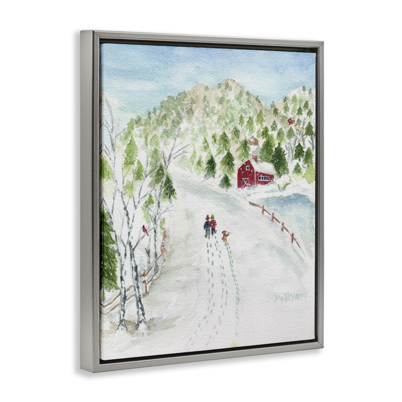 "Steps in Country Snow", art mural sur toile flottante par Melissa Hyatt, Cadre flottant gris lustré, H 21 po x l 17 po