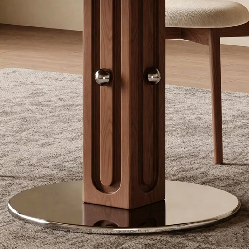 Table ronde rétro en pierre frittée, H 29,5 po x l 47,2 po x P 47,2 po