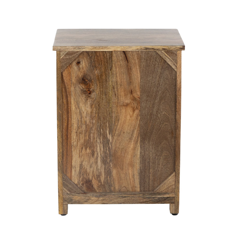 24'' Mango Wood Cabinet with Fractal Burn Finish and Storage Shelves