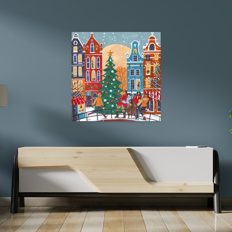 Sans titre, arbre de Noël contemporain abstrait, art mural paysage d'hiver, 36" H x 36" W