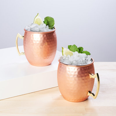 Moscow Mule 16 oz Hammered Copper Plated Mugs