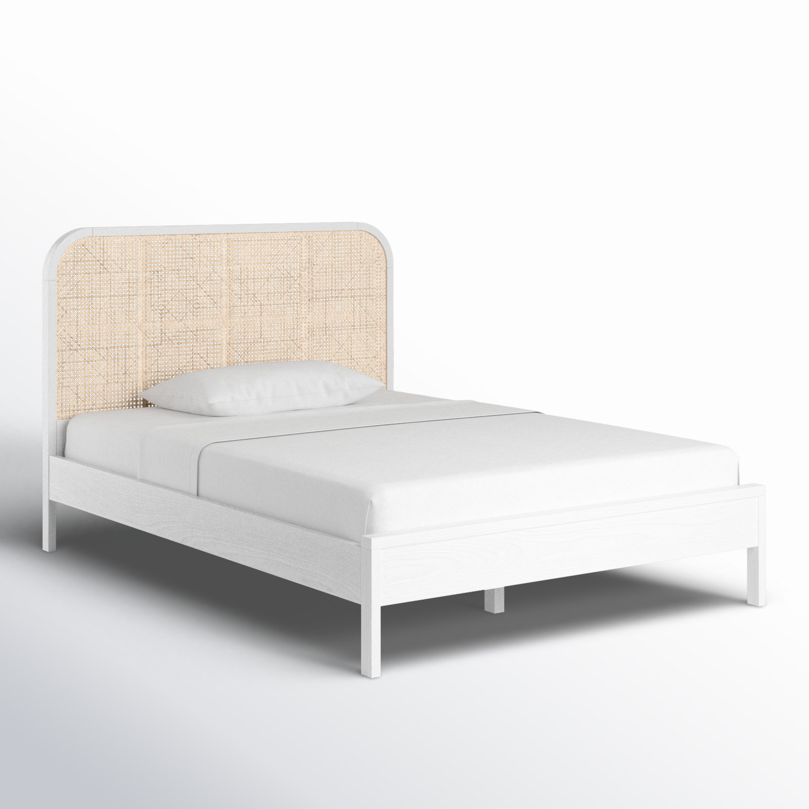Cane Bed, White, Full