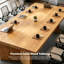 Table de conférence en bois massif avec 8 chaises ergonomiques en filet - Ensemble de salle de réunion moderne-562161414-562161405