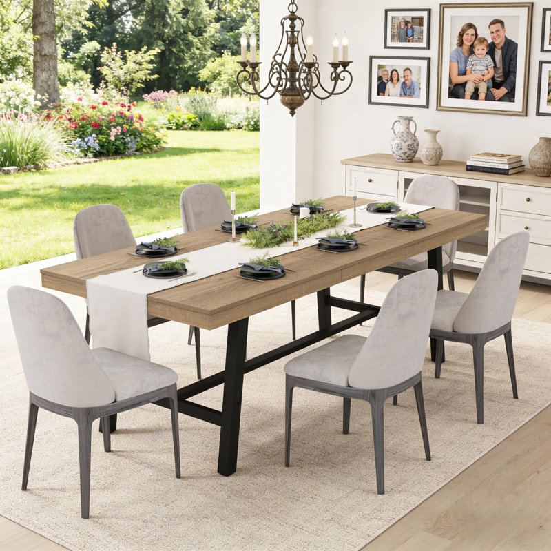 63-83" Extendable Dining Table for 6-8 People, Gray
