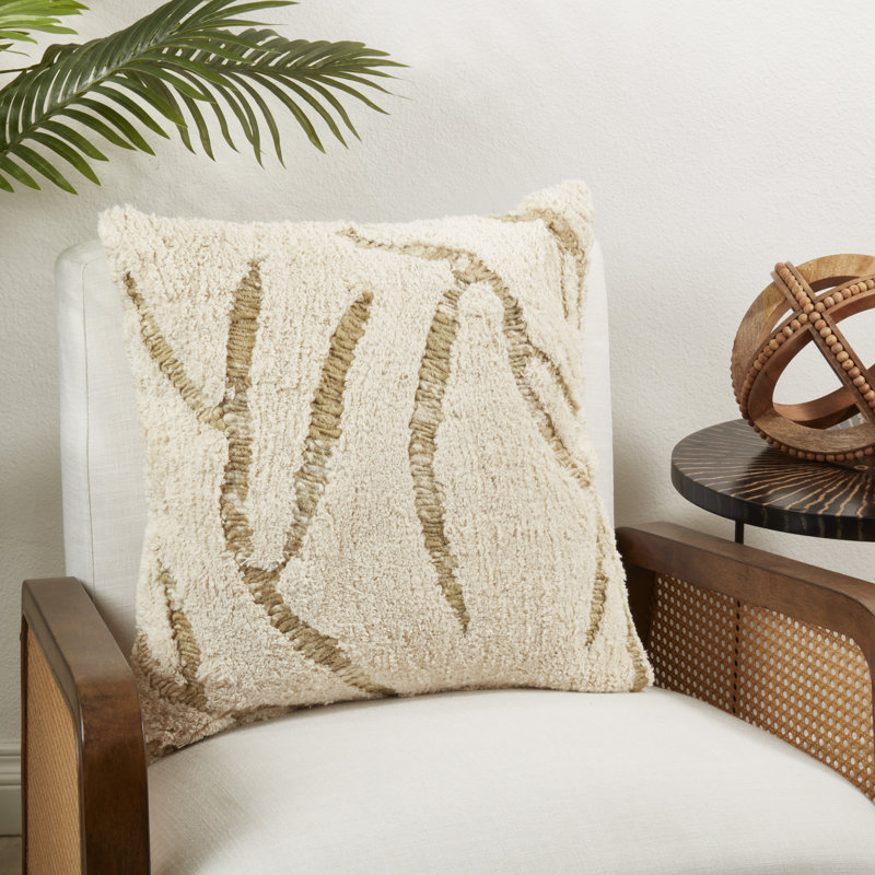 Tufted Symmetry Embroidered Down Filled Throw Pillow
