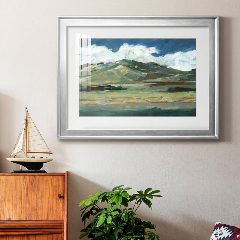 Western Sky II - peinture encadrée, H 26,5 po x l 36,5 po x P 1 po, Argent, Blanc