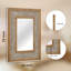 Rectangular Mirror with Textured Wooden Frame-1425444776