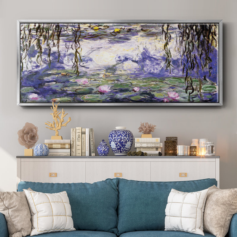 Nymphéas sur toile, reproduction d'art sur toile, Argent
