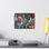 Art abstrait, art texturé doré, blanc, rouge, noir, coups de pinceau, toile