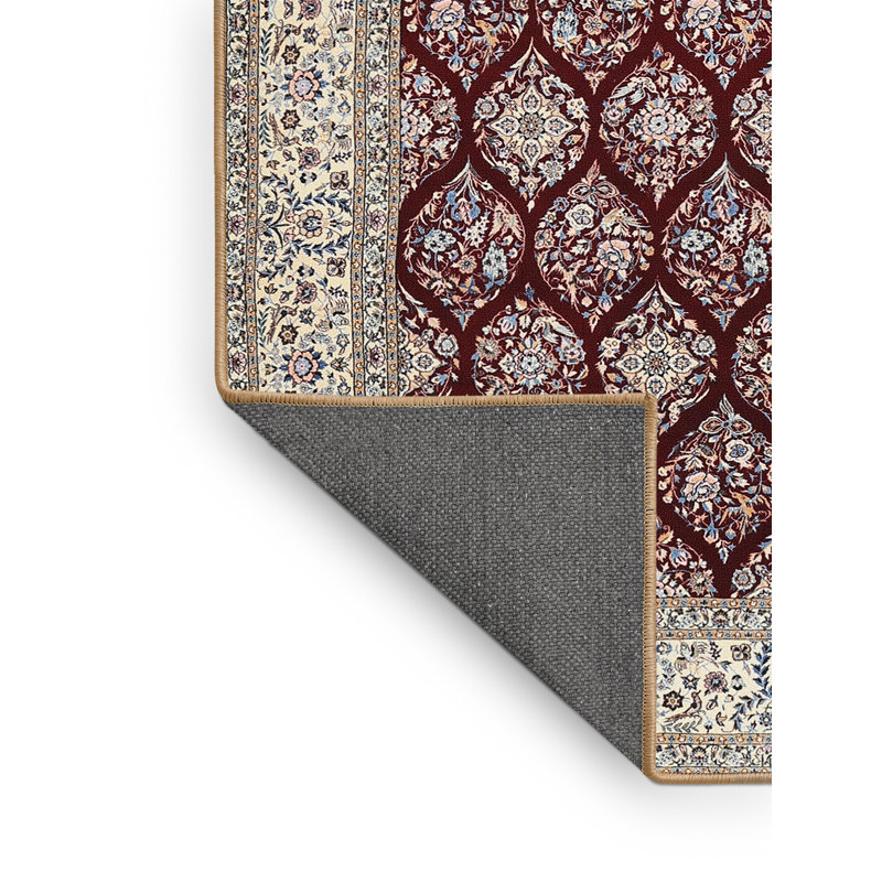 Tapis oriental en laine / polyester beige Douthit, Rectangle 5 pi x 7 pi