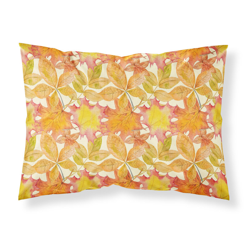 Taie d’oreiller floral en aquarelle de feuilles d’automne