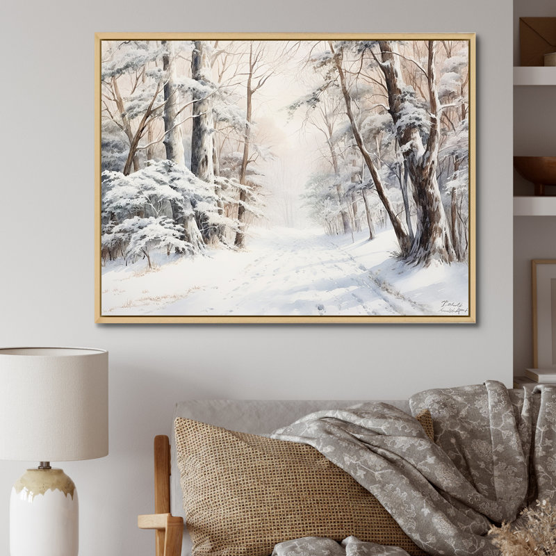 Hiver, forêt, charme de neige, paysage - neige, art mural, Cadre naturel flottant, H 30 po x l 40 po x P 1,5 po
