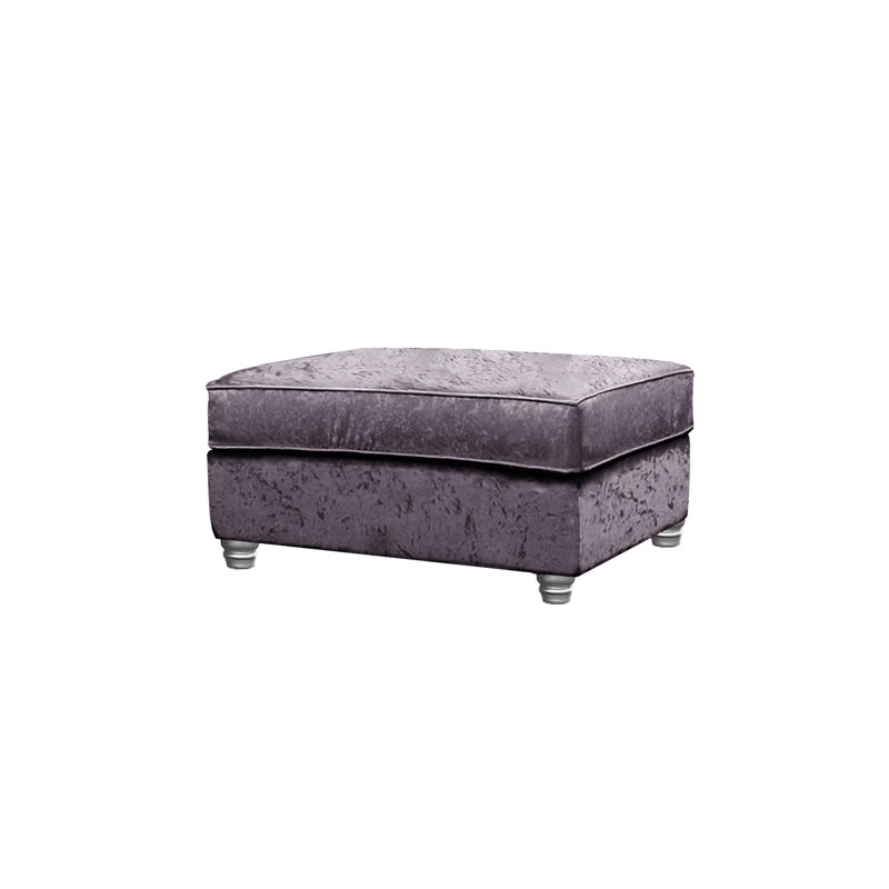 Maritza 93cm Wide Velvet Rectangle No Pattern Standard Ottoman, Heather Grey