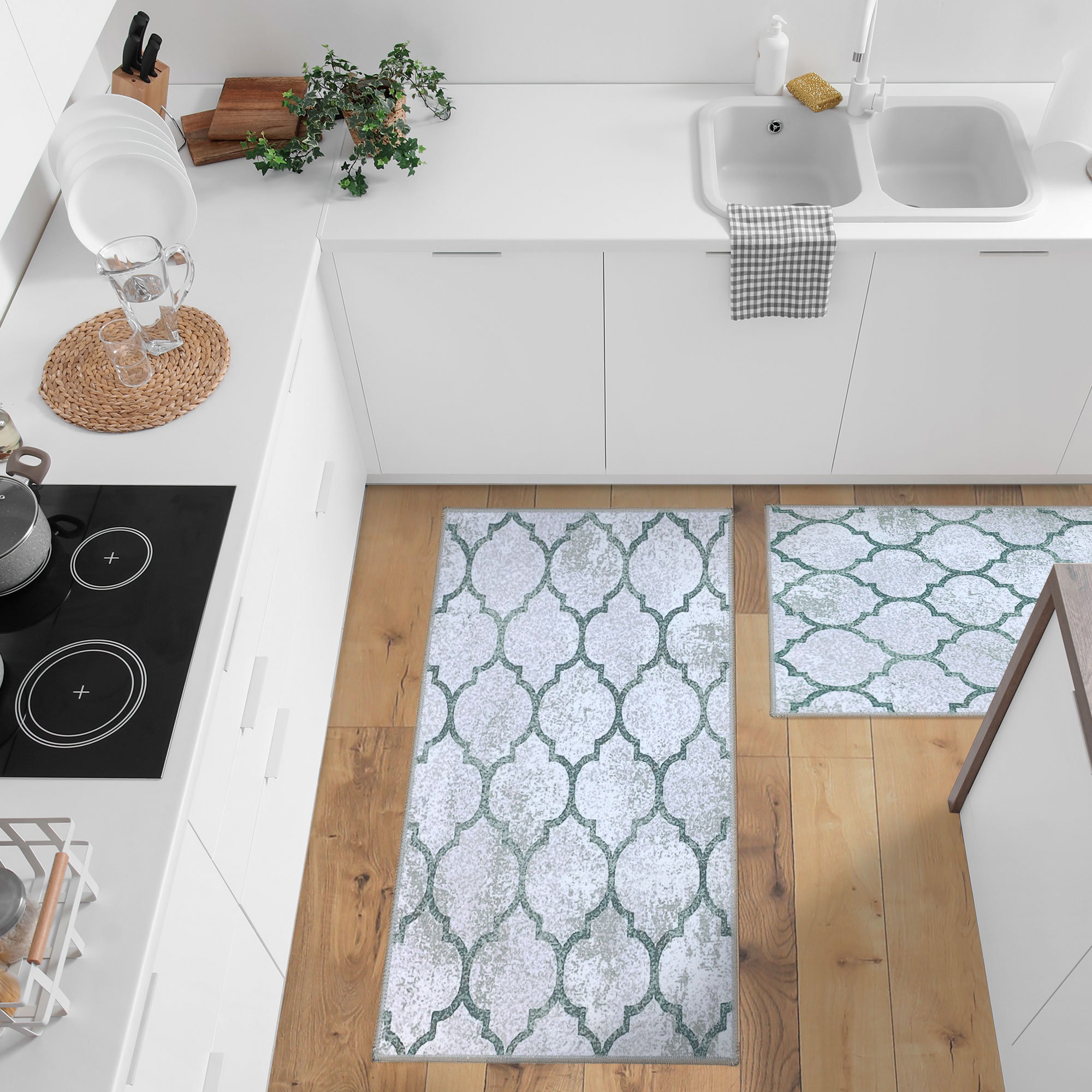 Winston porter non skid washable kitchen runner rugs set of 2 area