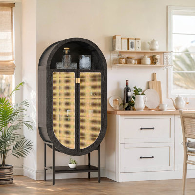 Wine Cabinet with Rattan Door by Bay Isle Home