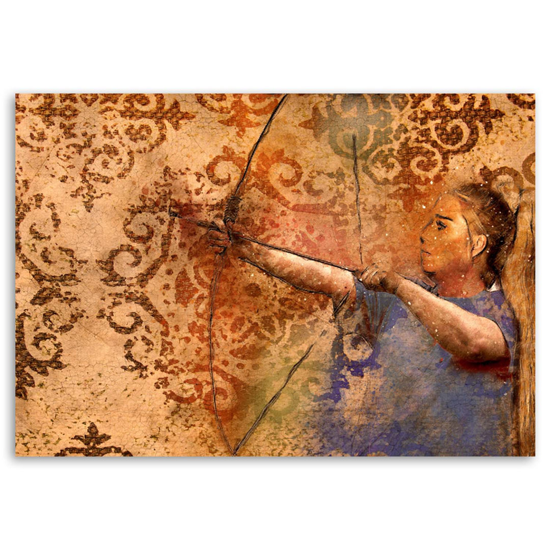 Leinwandbild Woman Archer Vintage