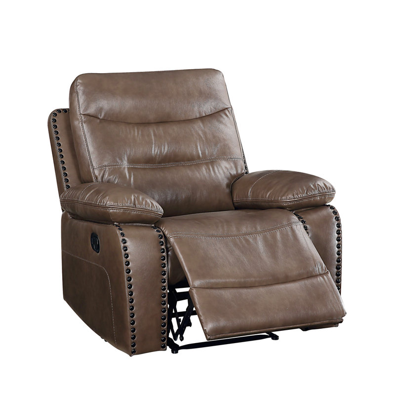 Ahriya Wide Power Rocker Standard Recliner, Brown Faux Leather