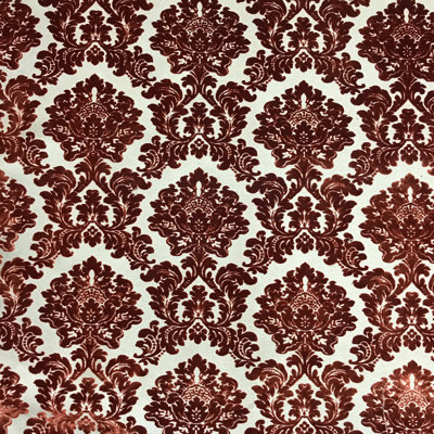 Tissu Valentino | Tissu de velours traditionnel damassé | Couleur orange