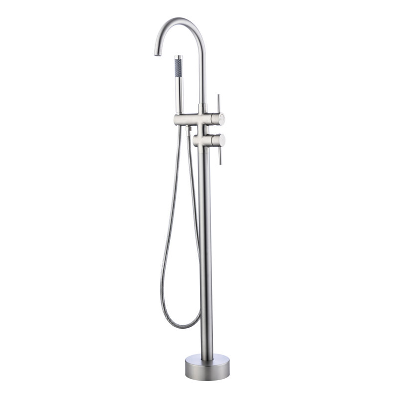 Robinet de baignoire en nickel brossé avec matériau et 3,55 po Hauteur en laiton massif pivotant à 360 degrés sans fuite