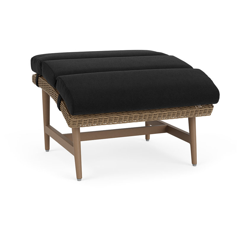 Cascade Outdoor Ottoman, Canvas Black, Fawn