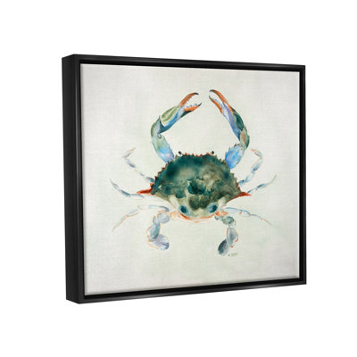 «Blue Sea Crab Over Beige Soft Watercolors», art mural par Melissa Hyatt LLC