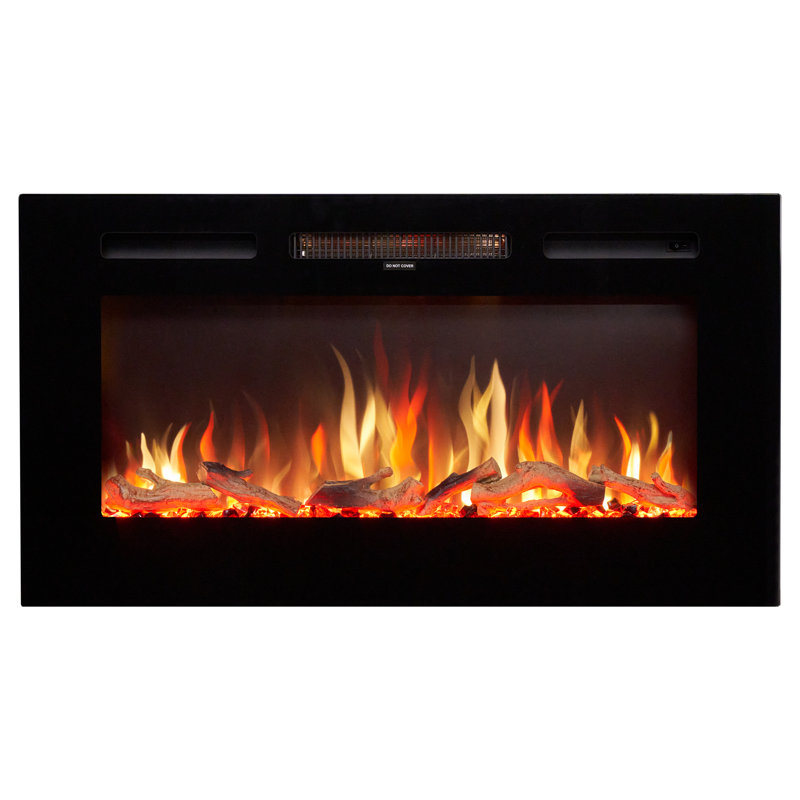 Orlando Adam Black Electric Fireplace Insert, 50" H x 92" W x 12" D