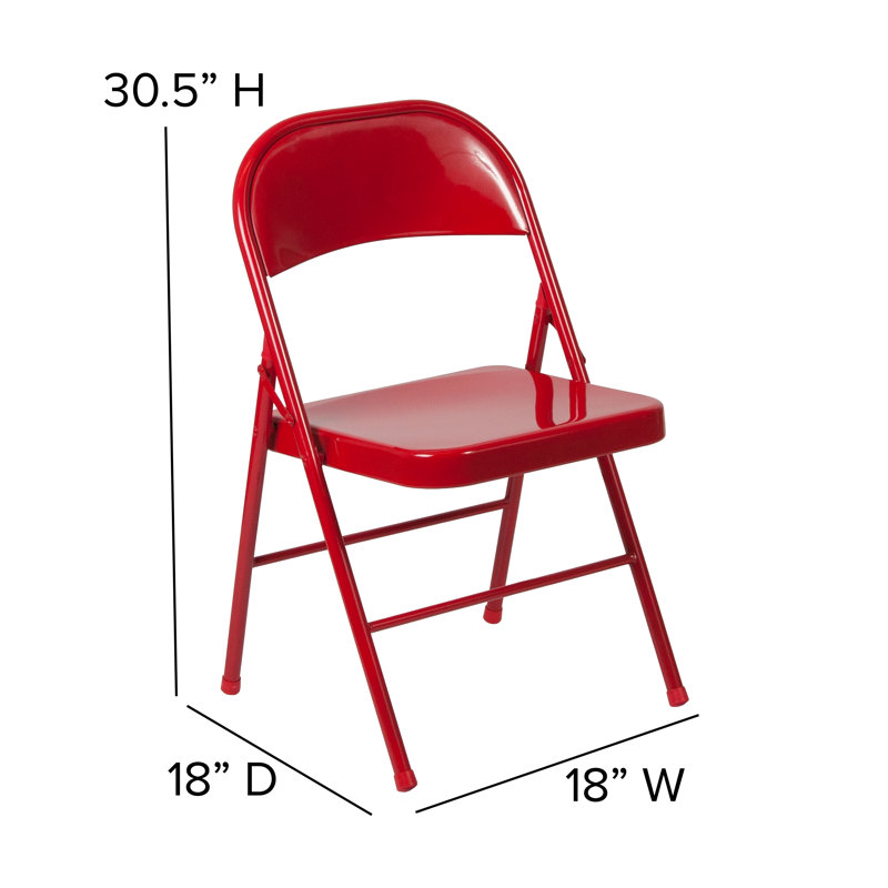 Double Braced Metal Folding Chair, Red