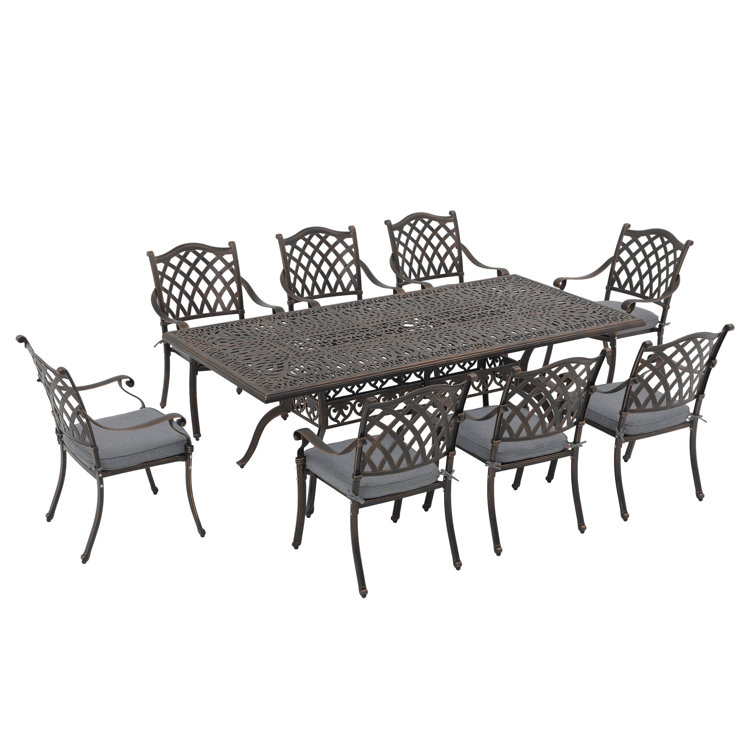 Amechi 86.4'' Rectangular 8 - Person Outdoor Dining Set with Cushions