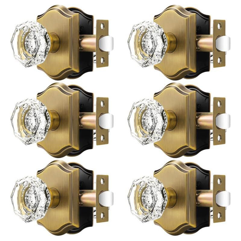 Crystal Passage Door Knobs, Antique Bronze