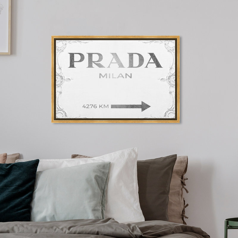 Signe de Milan - art textuel sur toile, H 16 po x l 24 po, Encadrement doré