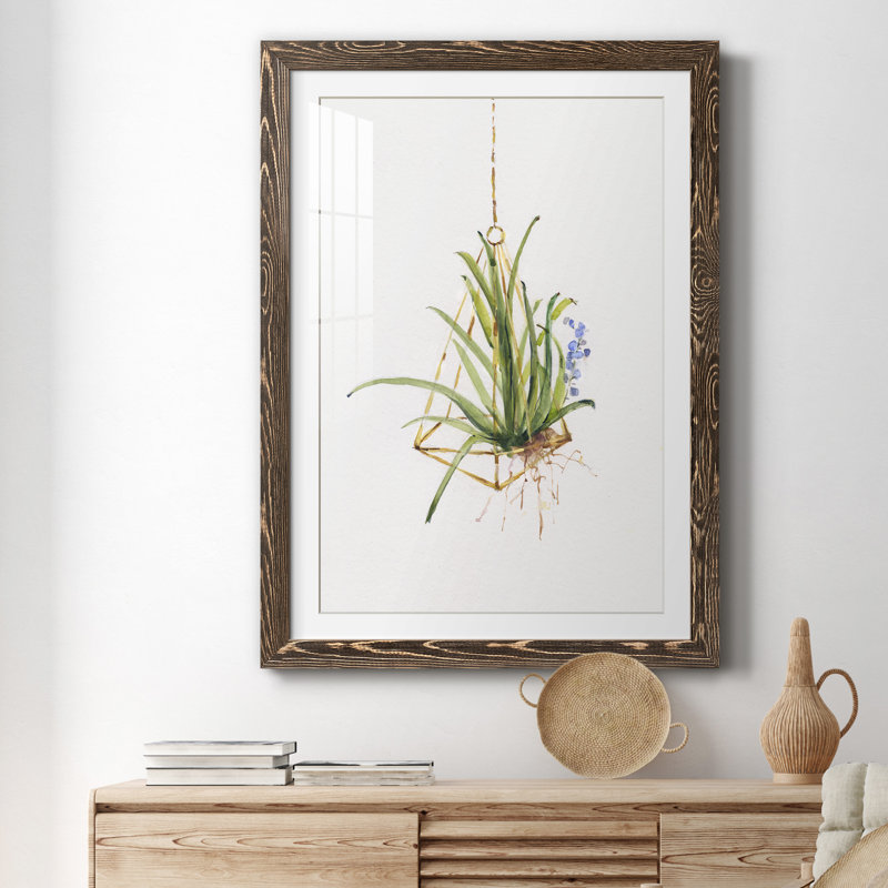 Gardenaire II - peinture encadrée, H 44 po x l 31 po x P 1 po, Encadré de bois de noyer