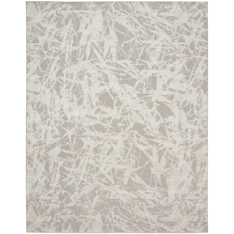 Machine Made Power Loomed Polyester Area Rug in Beige, Rectangle 8' x 10'