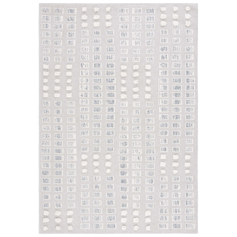 Gray Geometric Flat Woven Wool Area Rug 4' x 6'