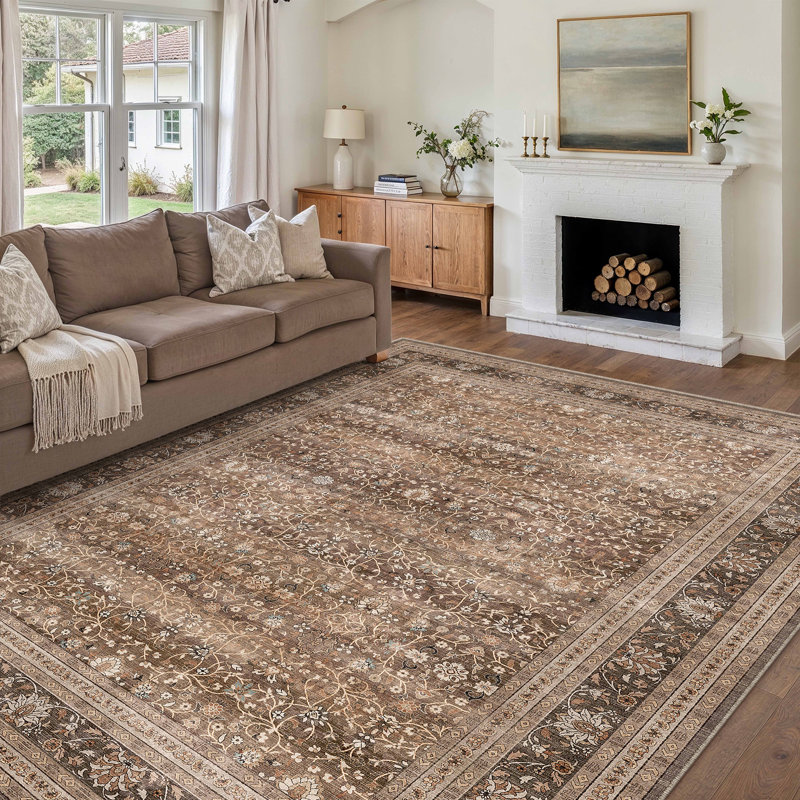 Looma Vintage Floral Area Rug with Machine Washable & Non-Slip, Rectangle 9' x 12'