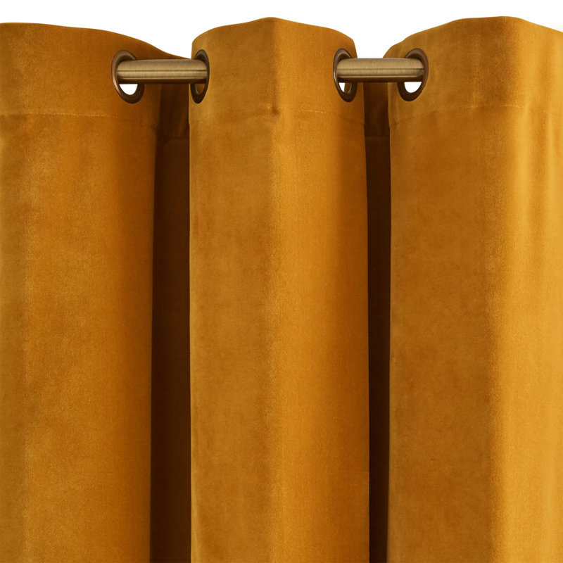 Room Darkening Single Curtain Panel, 137 W x 260 D cm, Ochre